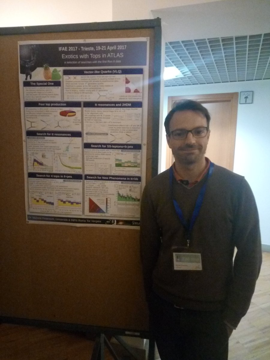 NPTEV_TQP2020's tweet photo. Our researcher Michele Pinamonti presenting his poster on "exotic" physics with the top quark in ATLAS at IFAE conference in Trieste #mulon https://t.co/MqvQkJrZLt