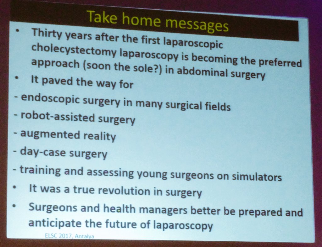 hgok's tweet photo. Dominique Franco take home messages #elcd2017 #surgtweeting #laparoscopy https://t.co/y516OnHErx