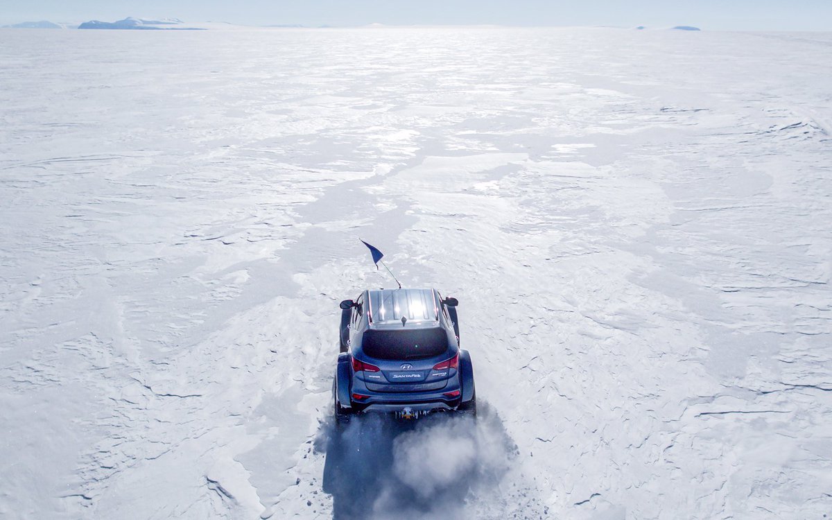 HyundaiEurope's tweet photo. Hyundai and great-grandson of Ernest Shackleton drive into the history books in the Antarctic #shackletonsreturn https://t.co/HQCrfx7Qvj https://t.co/glv4PxBSzM