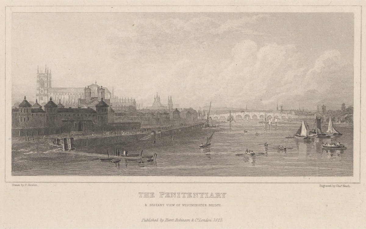 oldlondonnow's tweet image. Millbank Prison ( where @tate Gallery is now ) built 1821/closed 1890, view of Westminster Bridge @YaleBritishArt 

collections.britishart.yale.edu/vufind/Record/…