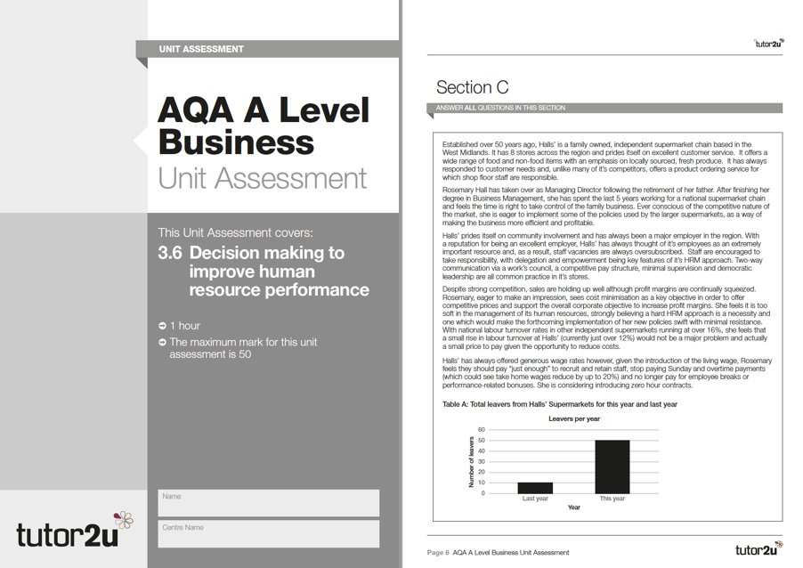 tutor2u Business on Twitter "The Unit Assessment for Unit 3.6 of AQA A Level Business is now