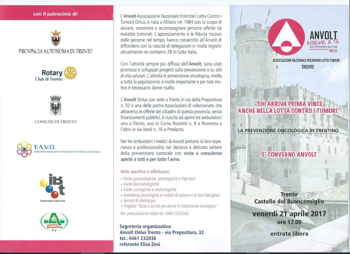 favo_it's tweet photo. Oggi a #Trento il 5° convegno #ANVOLT, patrocinato da FAVO, "Chi arriva prima vince anche nella lotta contro i tumori". https://t.co/x1UuxTAhWs