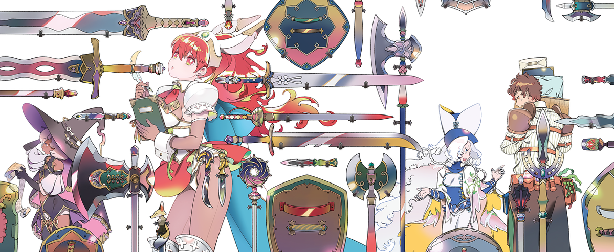 星海社FICTIONS『勇者の武器屋経営 1』(至道流星先生)の装画と登場キャラクターイラストを担当しました。原画全体の掲載許可も頂いたので添えます。やさしさ… 
