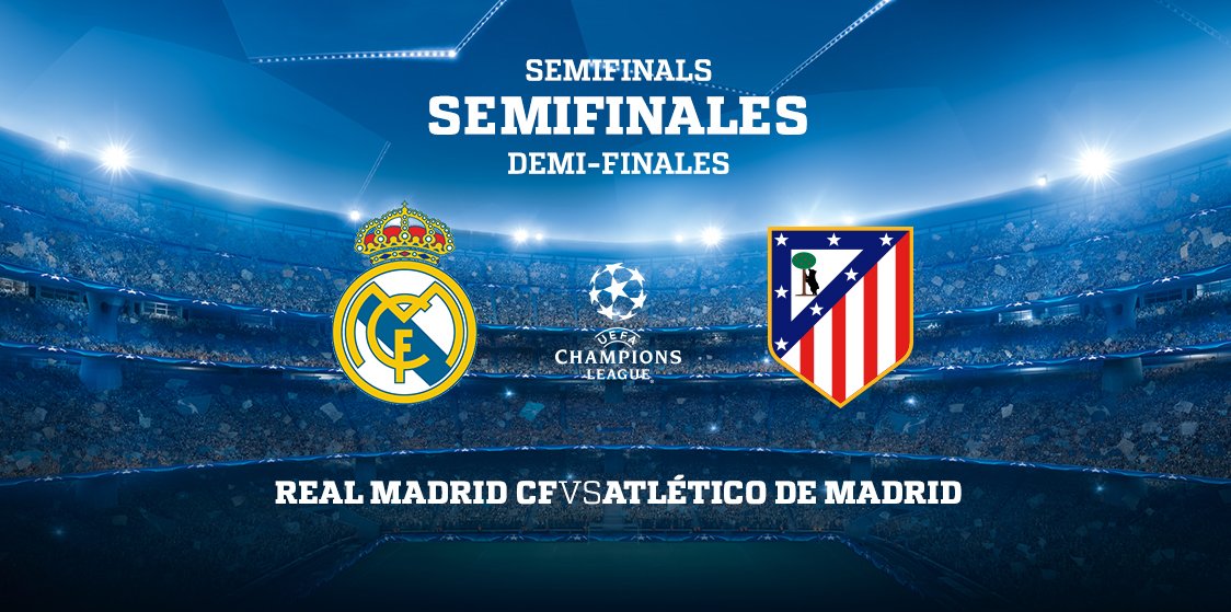 Atleti's tweet photo. ¡Ya tenemos rival para semifinales de la @LigadeCampeones! 🌟⚽️
👉 @realmadrid 
#AúpaAtleti #UCLdraw #SorteoChampions https://t.co/wvdE8j5dxe