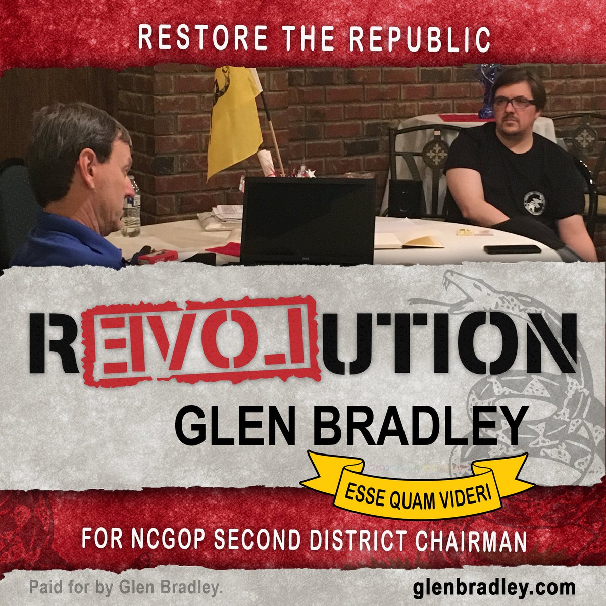 GlenBradley's tweet photo. Delegates! Join me in Knightdale tomorrow & vote Glen Bradley for Chair of the Second District NCGOP! https://t.co/FohYDsUpNT #NC02 #NCtcot https://t.co/6yX5u5qnJN