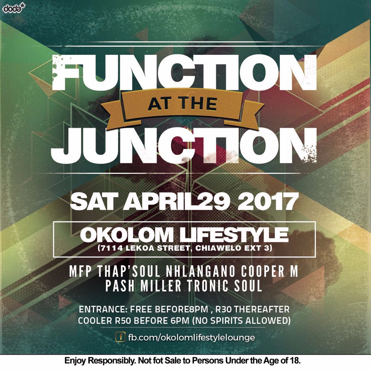 HouseOfRhythmSA's tweet photo. Do Catch @pash_miller : 
#FunctionAtTheJunction #FATJ #29April Hosted by @MkhukhuFunction #OkolomLifeStyle https://t.co/9zGarnn3KQ