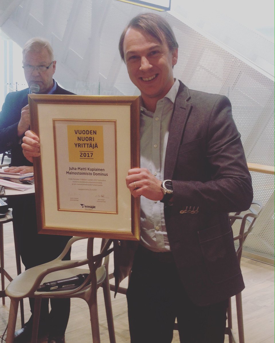 EKyrittajat's tweet photo. Etelä-Karjalan Vuoden nuori yrittäjä on Juha-Matti Kupiainen! Onnea! https://t.co/h8R174uqoO