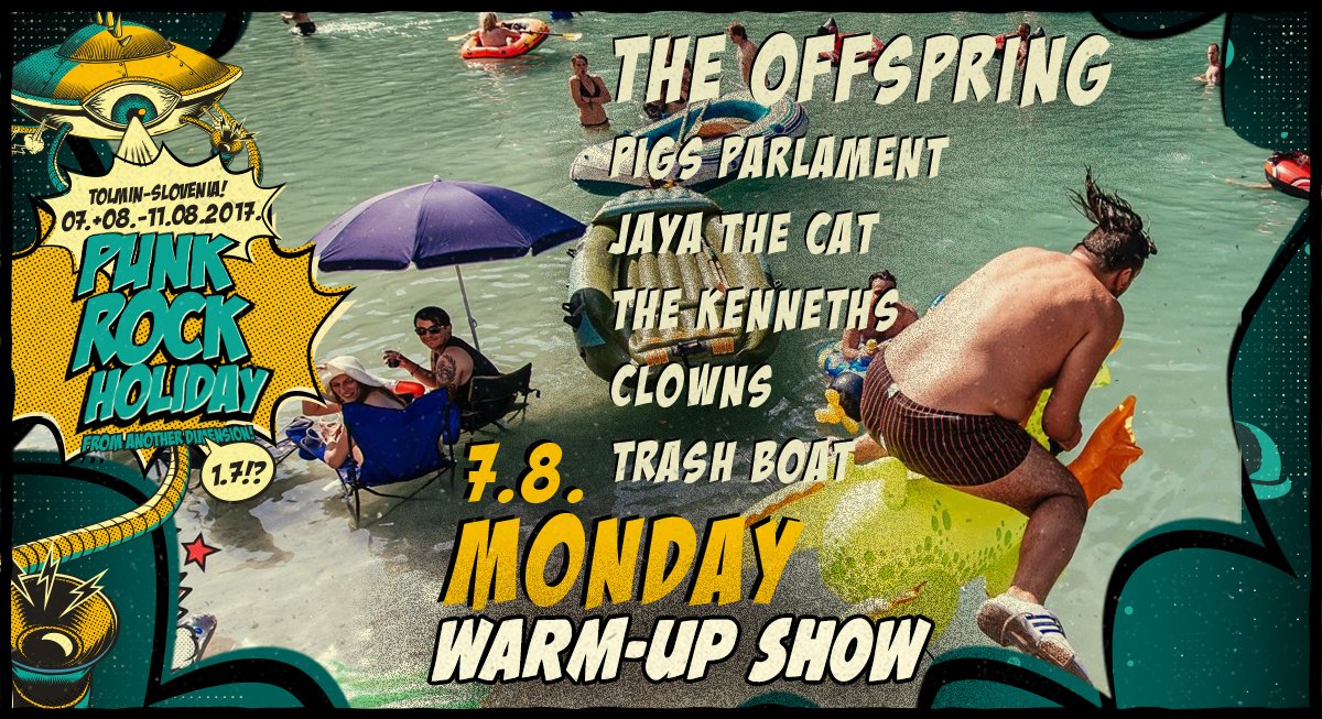 PUNKROCKHOLIDAY's tweet photo. @Clownsband is joining the Warmup show party with @theoffspring, @ItsTheKenneths @TrashBoatUK @jayathecat and Pigs parlament!
#PRH2017 https://t.co/SmyPDF0I50