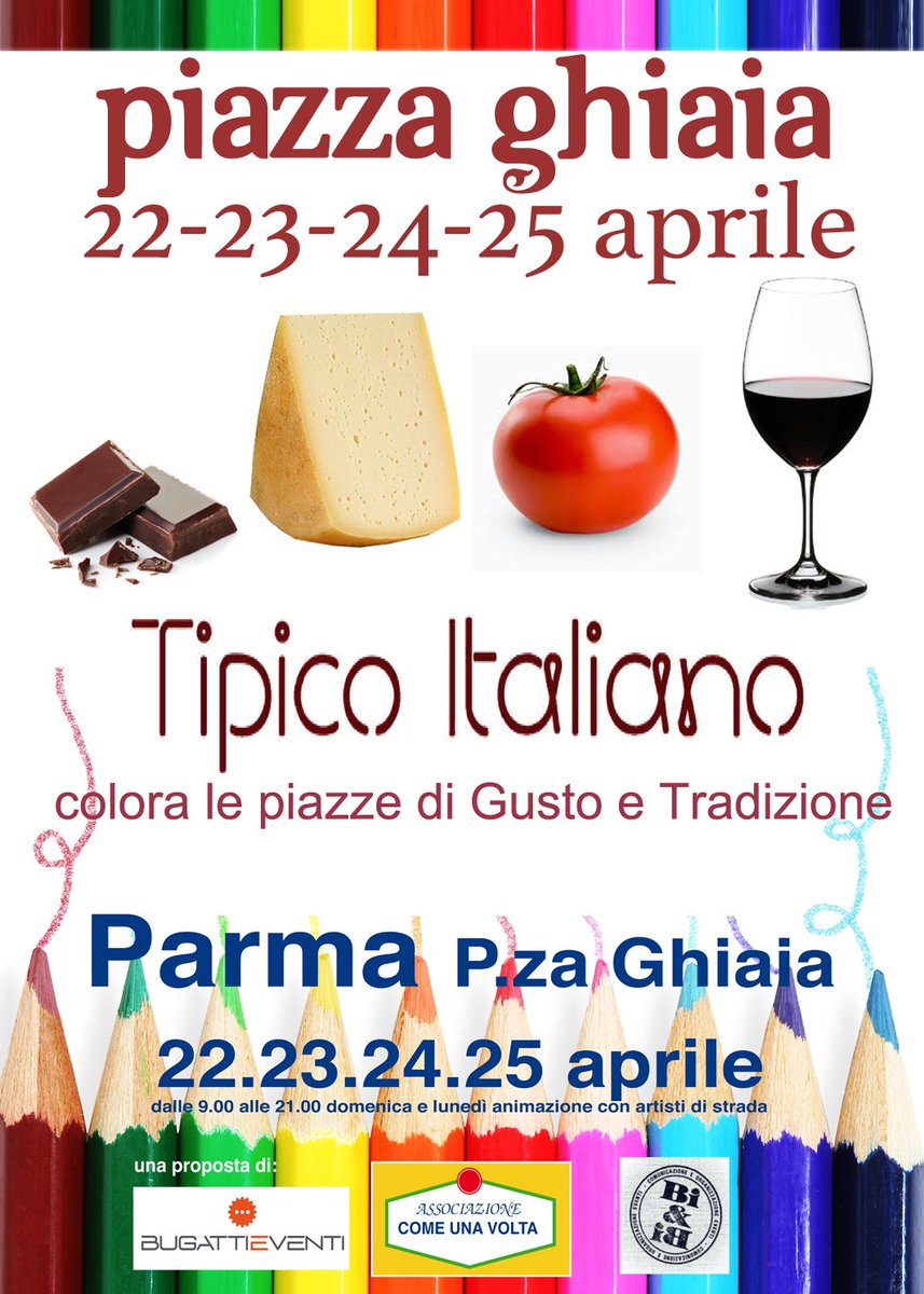 parmawelcomeoff's tweet photo. #TipicoItaliano 22,23,24,25 aprile vi aspetta in Piazza Ghiaia #Parma con prodotti enogastronomici e artigianato! https://t.co/1lqj4J9OyS