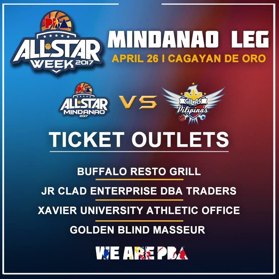 pbaconnect's tweet photo. #2017PBAAllStarWeek Schedule + Ticket Outlets:
April 26 - CDO
April 28 - Lucena
April 30 - Cebu
Mark your calendars mga Ka-PBA!
#WeArePBA https://t.co/b31jc5vwva