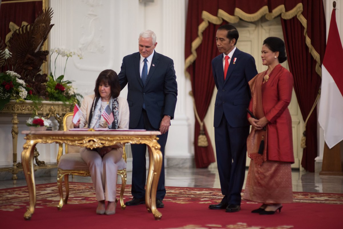 VP45's tweet photo. Thank you Indonesia. I'm impressed by everything I have seen – your commitment to freedom, law, human rights &amp; religious diversity #VPinASIA https://t.co/8T3GdIwN60