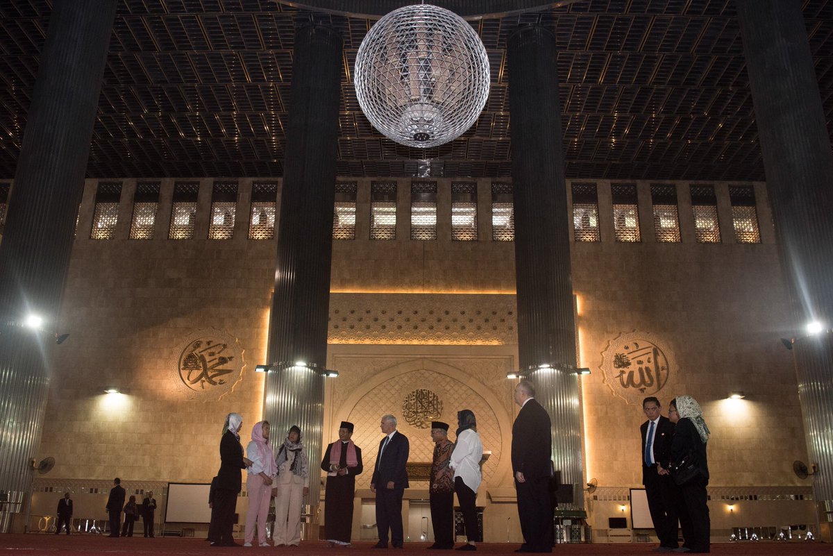 VP45's tweet photo. Thank you Indonesia. I'm impressed by everything I have seen – your commitment to freedom, law, human rights &amp; religious diversity #VPinASIA https://t.co/8T3GdIwN60