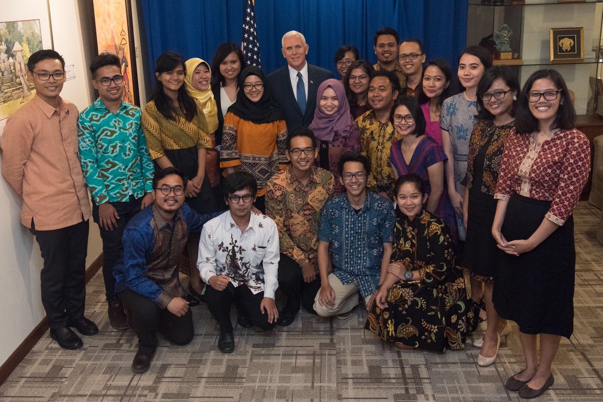 VP45's tweet photo. Thank you Indonesia. I'm impressed by everything I have seen – your commitment to freedom, law, human rights &amp; religious diversity #VPinASIA https://t.co/8T3GdIwN60