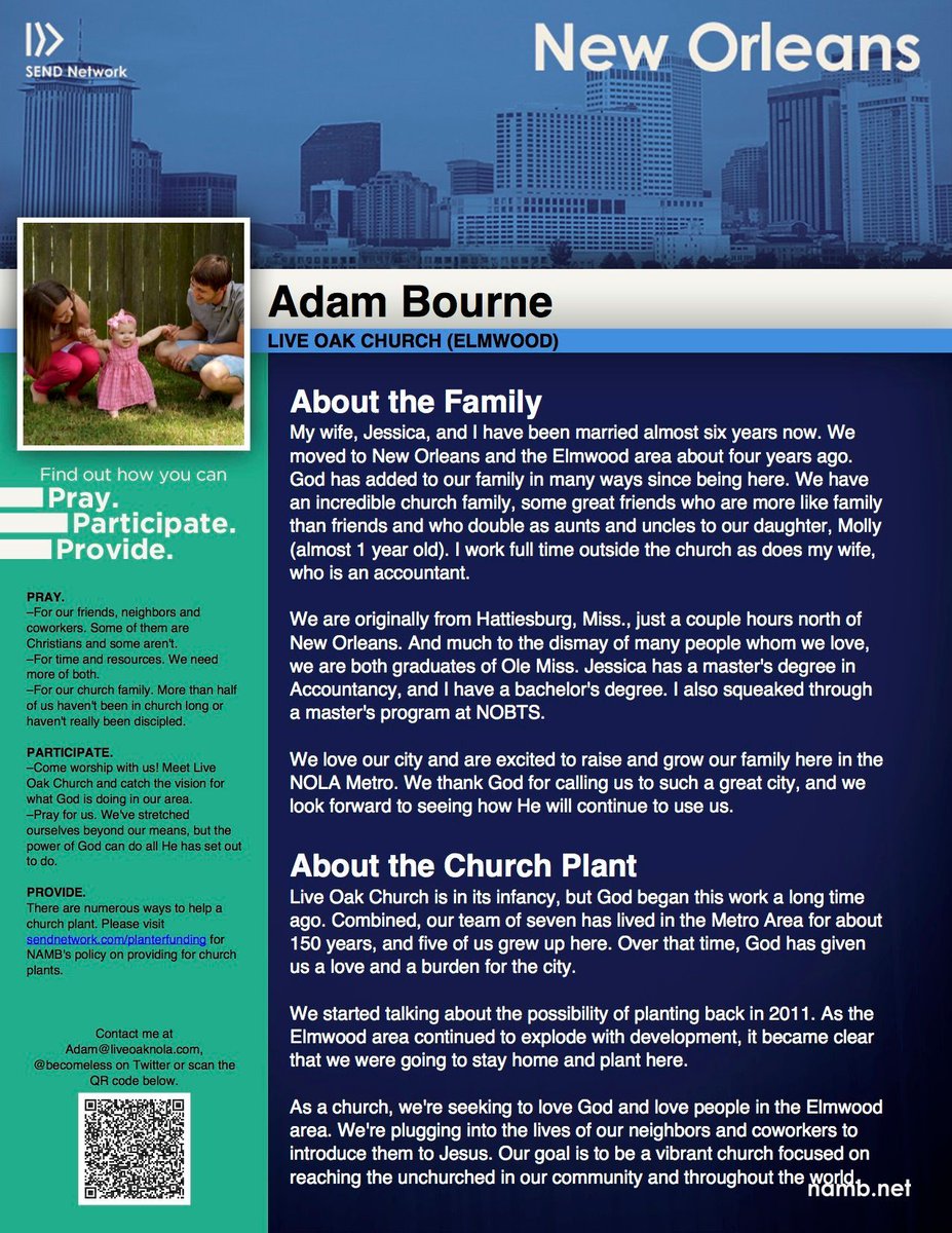 sendneworleans's tweet photo. Pray for @liveoaknola + Adam Bourne @BecomeLess as they love God &amp; love people in Elmwood! https://t.co/BhCCWkTJrH