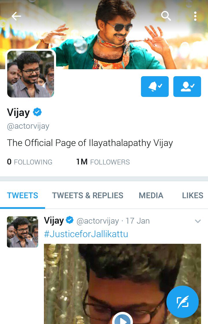 Johnny02079025's tweet photo. Congrats to #IlayathalapathyVijay @actorvijay 1M Followers #massofman 👏👏👏 https://t.co/UTZyUBB2Qr