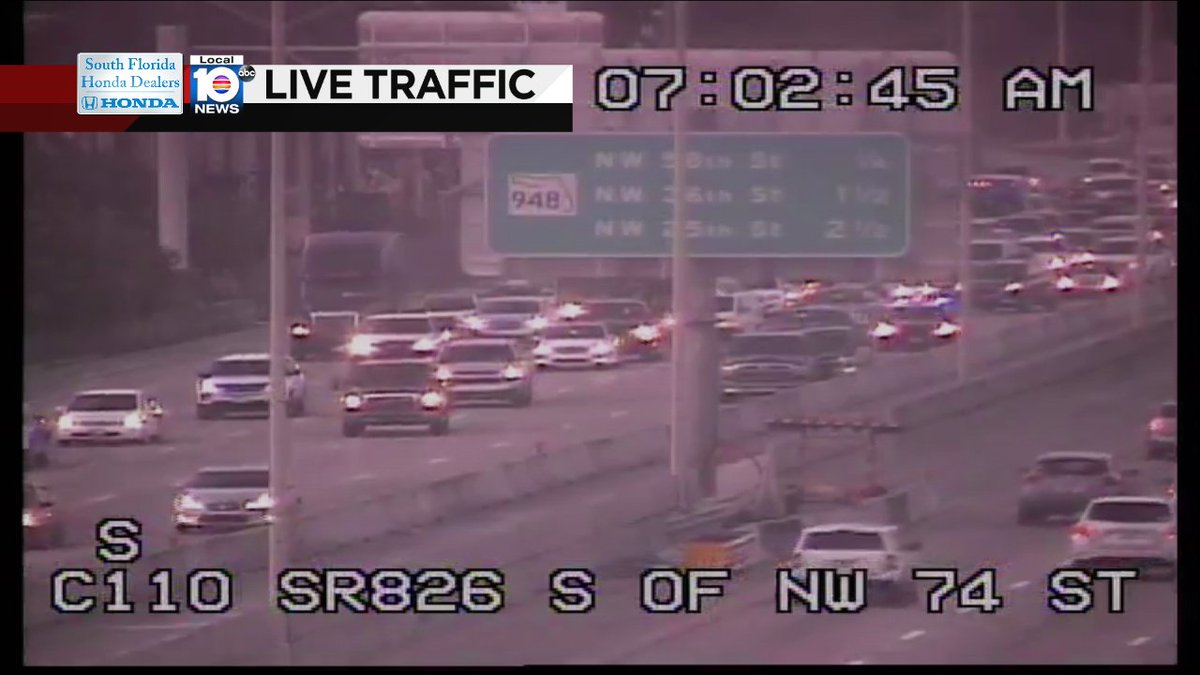 Crash on SR-826 NB at NW 74th St #traffic https://t.co/8HI6gNH3xK