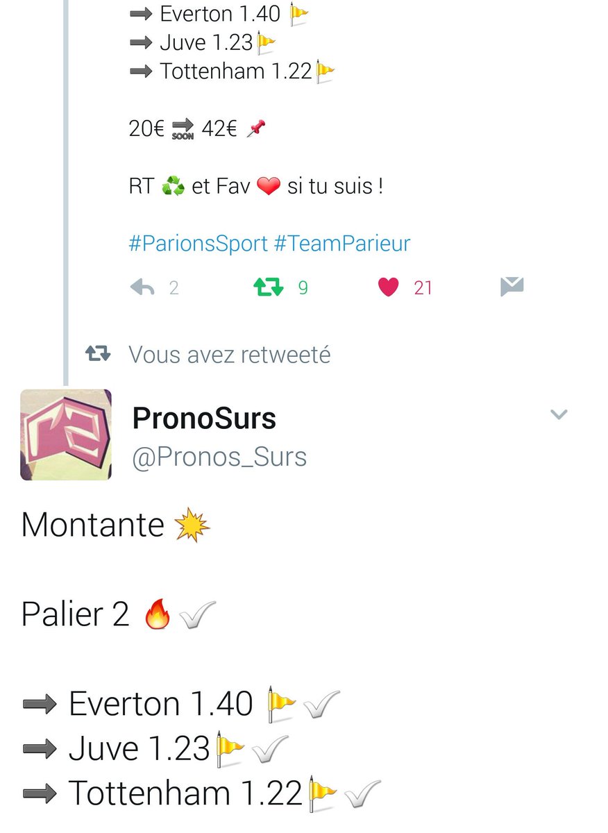 Pronos_Surs's tweet image. MONTANTE RÉUSSIE 👊🚩

10€ ➡ 100€ ✅

Je demande 100 RT ♻ et 100 ❤ et il y aura d'autres projets à venir ! 😁

#ParionsSport #TeamParieur