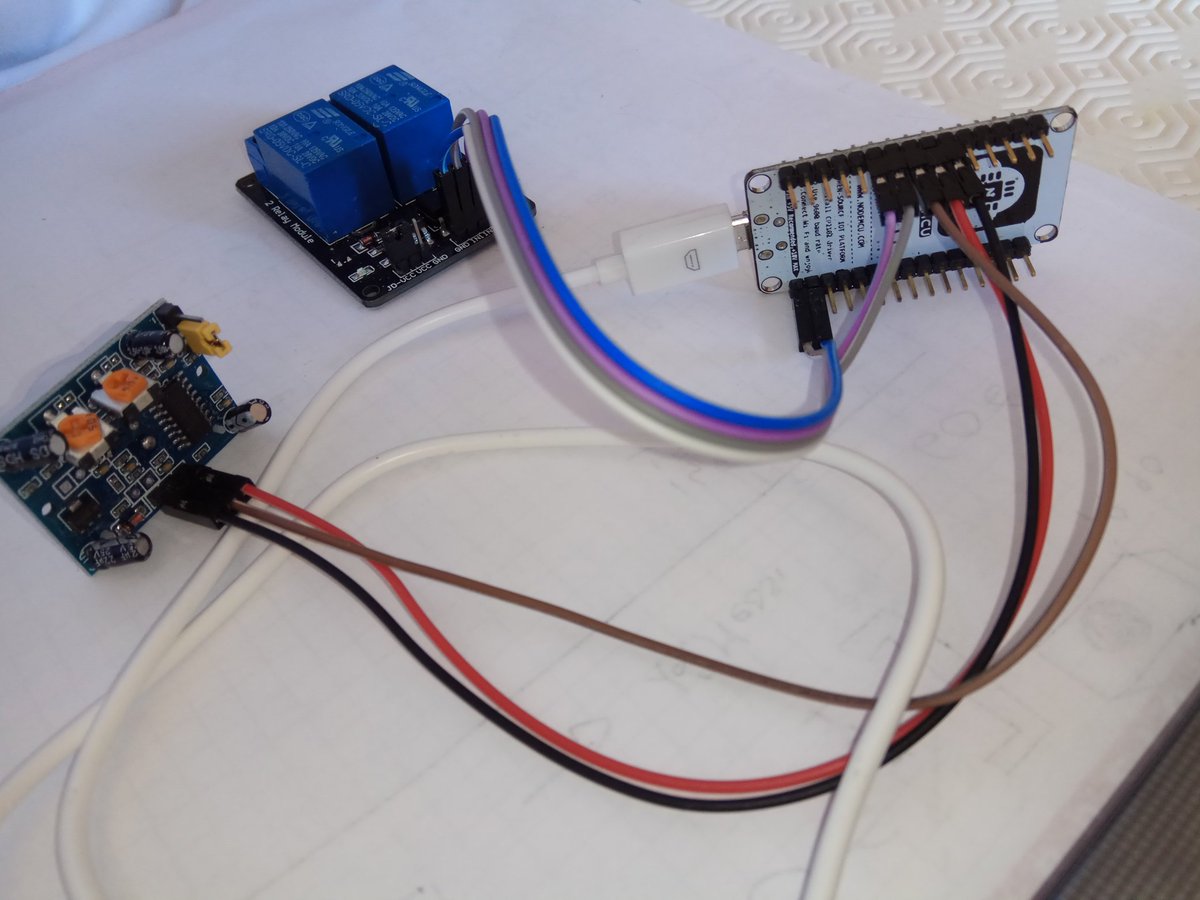 DavideDeRubeis's tweet photo. NodeMCU + Relay SRD-05VD-SL-C + Motion Detect (PIR) HC-SR501 #NodeMCU #MotionDetect #PIR #Relay ππ https://t.co/lpIPoGS2EW