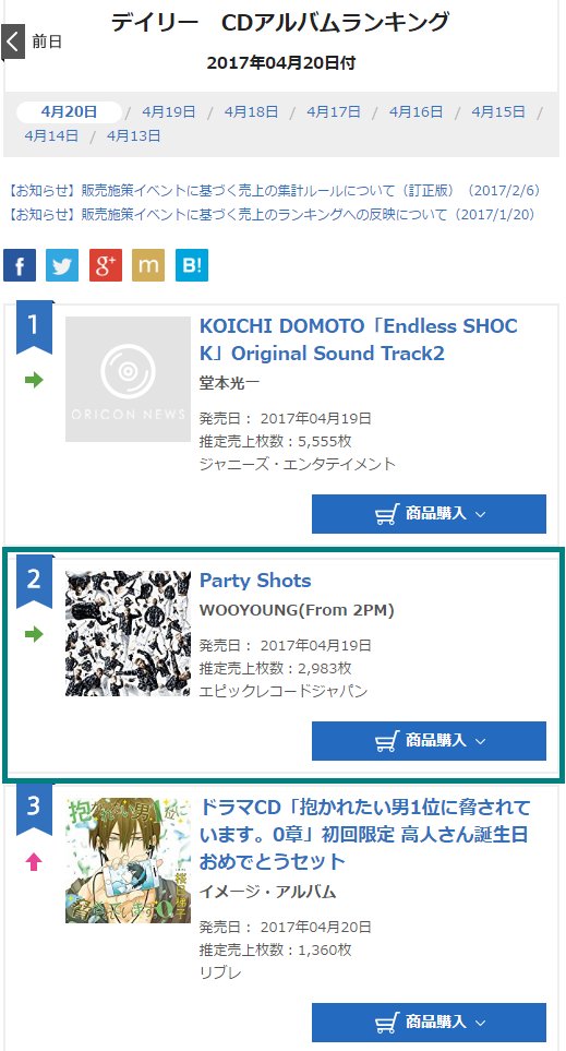 Oricon Album Chart 2017