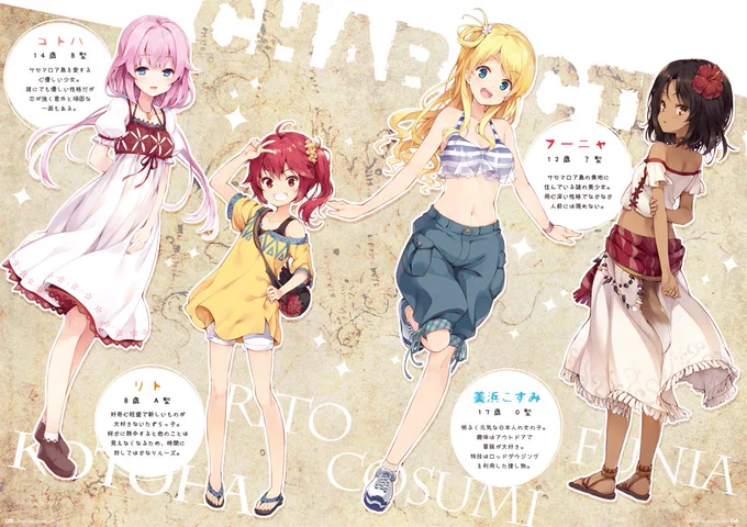 新刊サンプル。新キャラ夏帆のイラストを中心に、ツイッターやyoutubeにアップしたイラストだったり、こすみが通う学院の設定、イラストラフ等が載ってます。フルカラー32ページなのでボリュームは結構あるんじゃないかなと。 