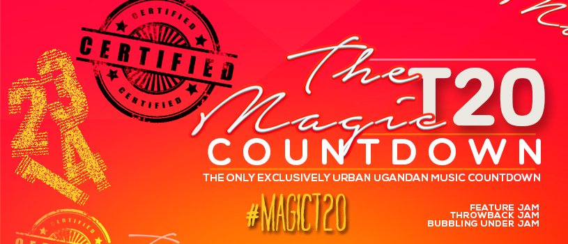 BlaiyzeKHA's tweet photo. Tune in this Saturday from 12-2PM &amp; enjoy the 20 biggest urban UG jams of the week on #TheMagicT20Countdown on @Magic100FMUG #MagicT20 https://t.co/XnGWhPSCQF