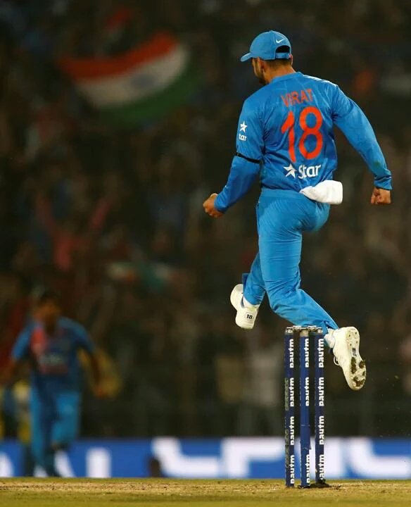 imashritha's tweet photo. #DNAreporting Virat Kohli trying high jump on cricket feild , unlikely to impress Ashok Dinda https://t.co/0gnCI04RGZ