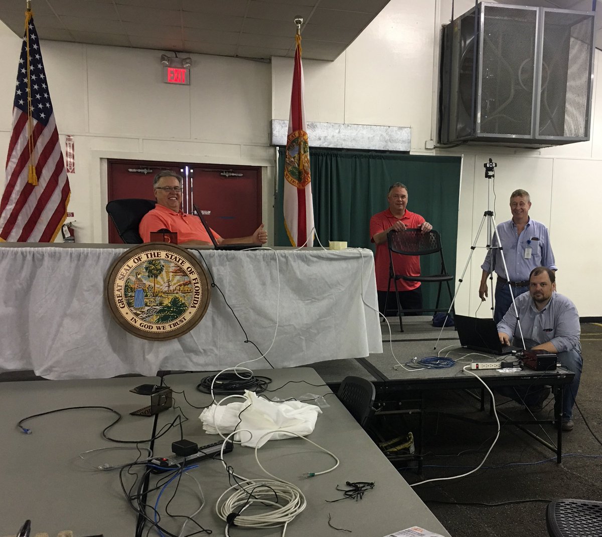 Setting up Veterans Stand Down Court at the North Florida Fairgrounds for operation tomorrow, Judge Ron Flury presiding.