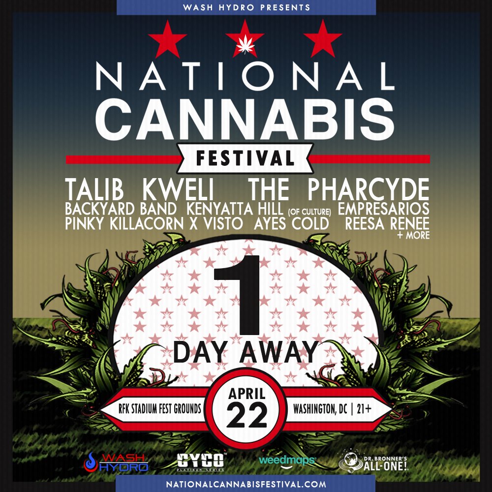 NatlCannaFest's tweet photo. Just 1 day away! VIP Memberships end tonight at 10pm w/ GA tickets for $35 until noon on #420two. $45 at the gates: https://t.co/RKEvGCE5tb https://t.co/pwErTKN4tl