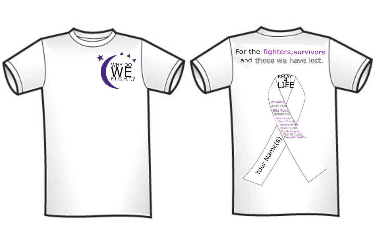 Friendly reminder: Support &amp; Honor friends &amp; family affected by cancer. Purchase a customized Relay4Life t-shirt by Tuesday April 25th.
