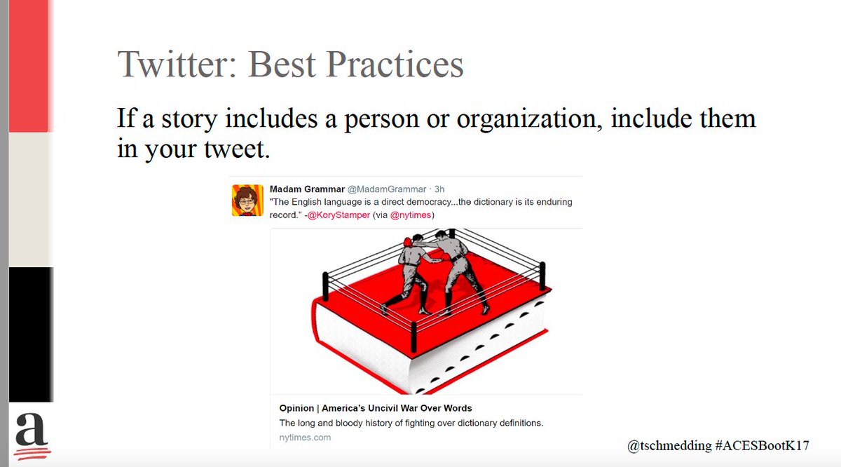 gerrrib's tweet photo. This is a social media best practice that many people miss: Connect people through your posts. #ACESbootk17 https://t.co/QWF5cBodSk