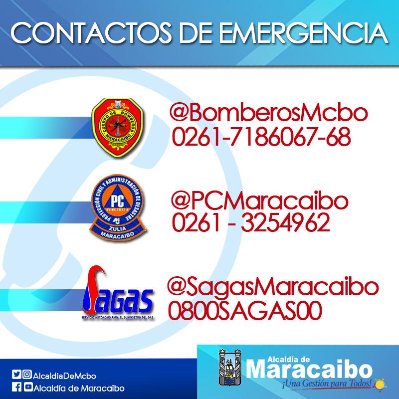¡Atención! Estos son los números de emergencia de nuestros cuerpos preventivos en #Maracaibo
