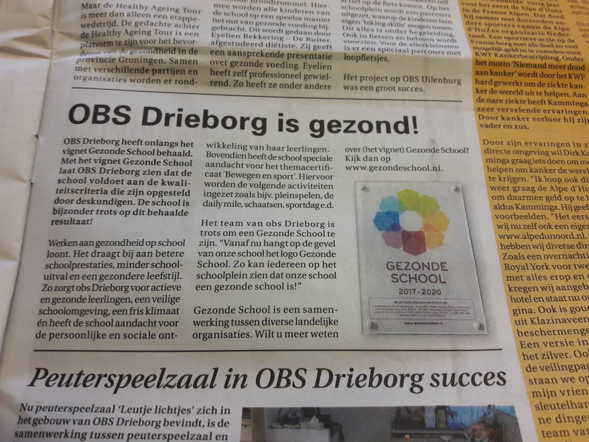 GertOldambt's tweet photo. En weer een Sportief Gezonde School erbij! #Drieborg
@pvdagroningen @Fleurgraeper @HuisvoordeSport https://t.co/1HZAULD3qc