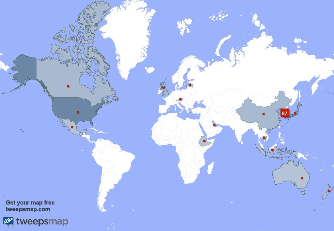 evilich's tweet photo. My followers are in South Korea(87%), USA(6%)... Get your map too: https://t.co/8tgqacX5aF https://t.co/KLqkmas9Qk