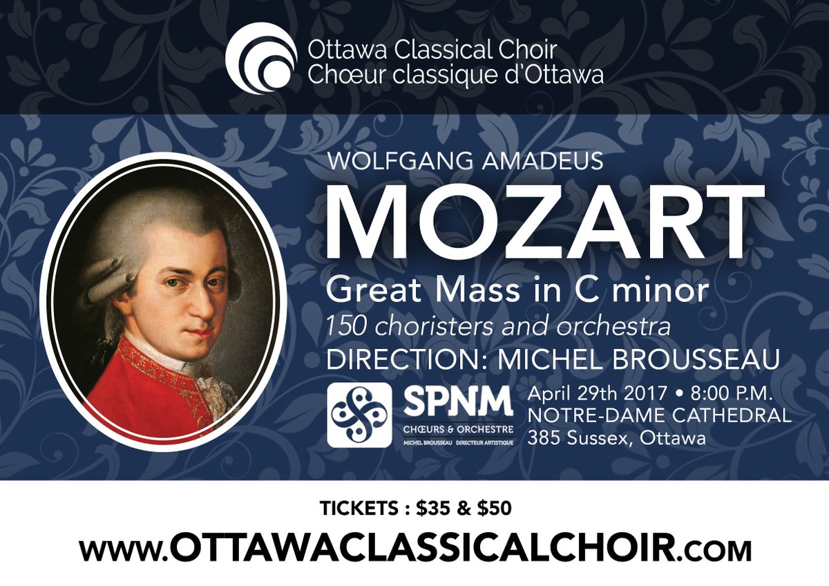 150 choristers &amp; orchestra of <a href="/cco_occ/">OCC / CCO</a> come to Notre-Dame Cathedral next weekend for Mozart's Great Mass in C Minor. Music to our ears!
