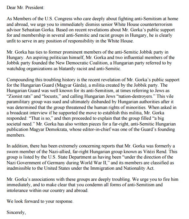 jslovegrove's tweet photo. Rep. @JoaquinCastrotx is one of 18 House Democrats so far to sign this letter calling on Trump to fire @SebGorka, per @politico: https://t.co/XMlDMrgyPI