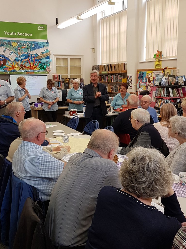 DementiaBuddy's tweet photo. @GMPCC Tony Lloyd has paid us a visit today as he supported our Dementia cafes in Atherton @WiganCouncil library https://t.co/OrkYKsTNhB