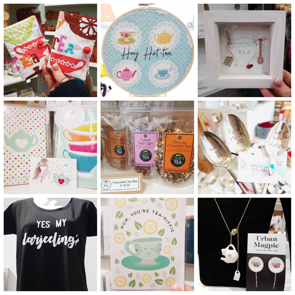 ourhandmadecoll's tweet photo. It's #nationalteaday so here's some of our teariffic treats instore for you!
#badpuns #Leeds #Leedsretail #tearrific https://t.co/vXrCdYhLJO