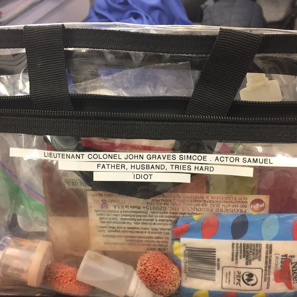 samuelroukin's tweet photo. Don't leave an actor (well me ) in the make up trailer with a label maker. @turn_amc #setlife #turnlife #turnamc https://t.co/QsUlg7YOxT https://t.co/aFQOlsInB2