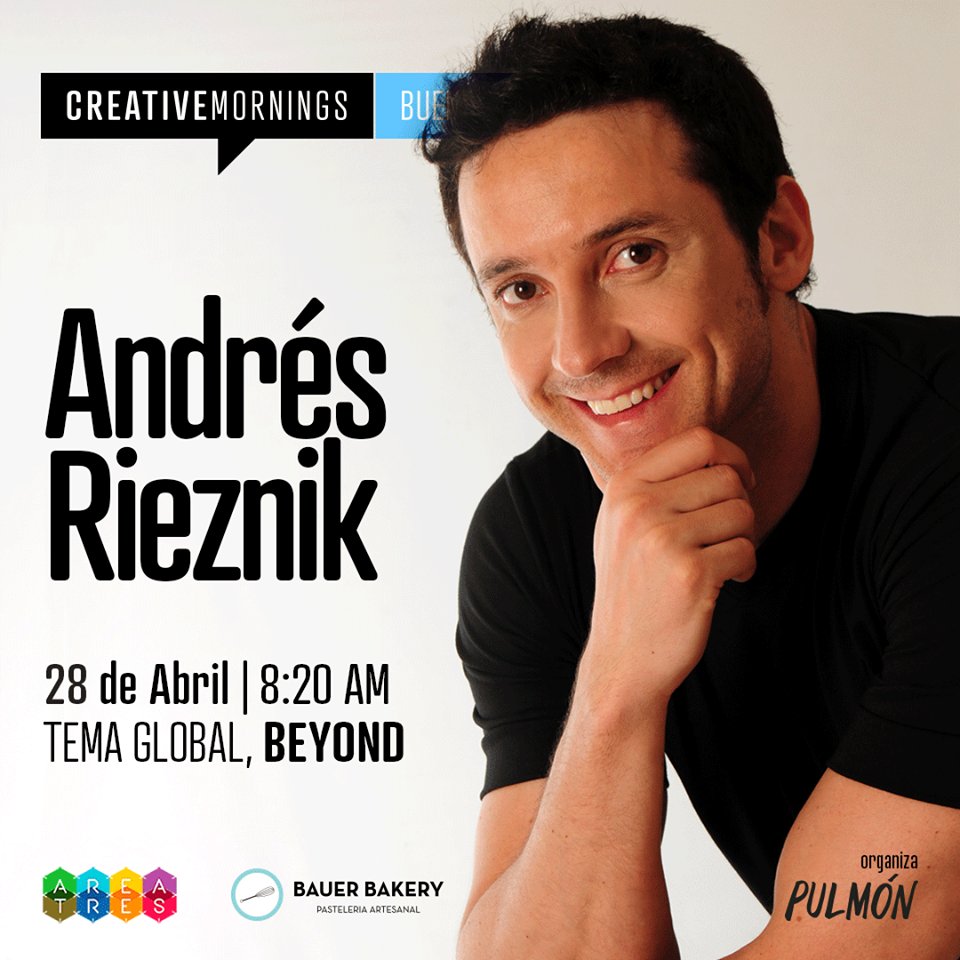 ¡El 28/4 llega una nueva edición de <a href="/BuenosAires_CM/">CreativeMornings/BUE</a> a A3 El Salvador y <a href="/andresrieznik/">Andrés Rieznik</a> será el speaker! bit.ly/CMBUEbeyond #ComunidadA3