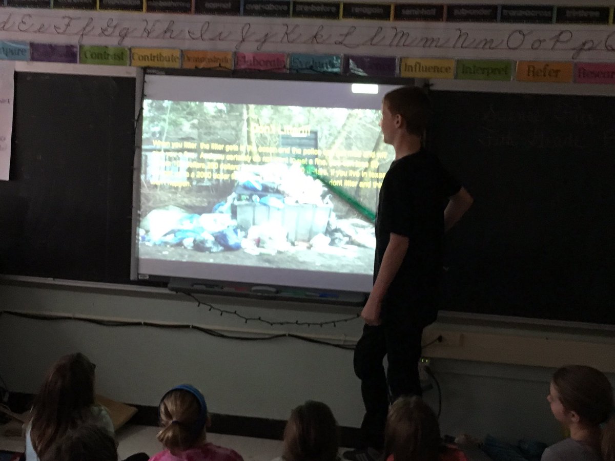 RP 5th graders Sharing Earth Day slides/posters with 4th graders!! So proud#Take Care of the EARTH!!!@RPPrincipal