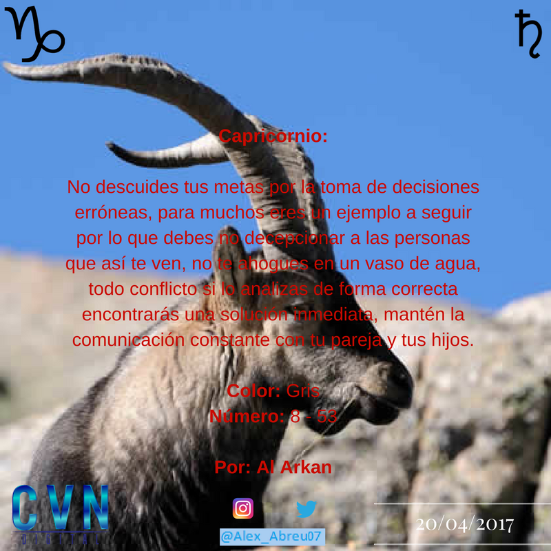 Alex_Abreu07's tweet photo. #Capricornio #Tierra #AlArkan #Astrología #AstologíaCVN #Horoscopo

@cvndigital 

#BuenViernes https://t.co/mk8qVU2k4W