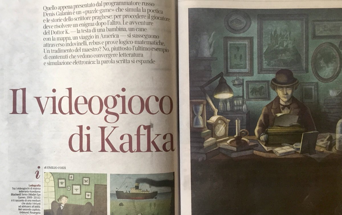 La_Lettura's tweet photo. I videogiochi su #Kafka e #Thoreau, tra letteratura e simulazione elettronica @Addioegrazieper e @LeonardoCaffo in edicola #vivalaLettura https://t.co/EN3qCZJfWQ