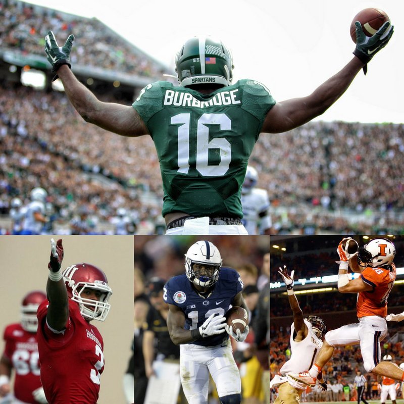 Tradition's tweet image. B1G teams with the most 1,000-yard receivers the last decade (2007-16):

1. MSU, 4
T2. Illinois, 3
T2. Indiana, 3
T2. Penn State, 3