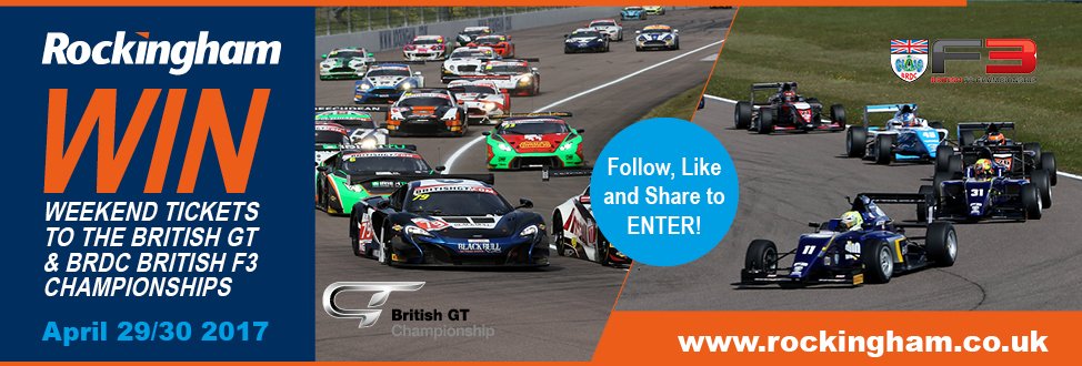 RockinghamUK's tweet photo. We're giving away a family ticket to next weekend's @BritishGT @BRDCBritishF3 Championships. Retweet before midday on Monday to enter. https://t.co/tfSupKRogI