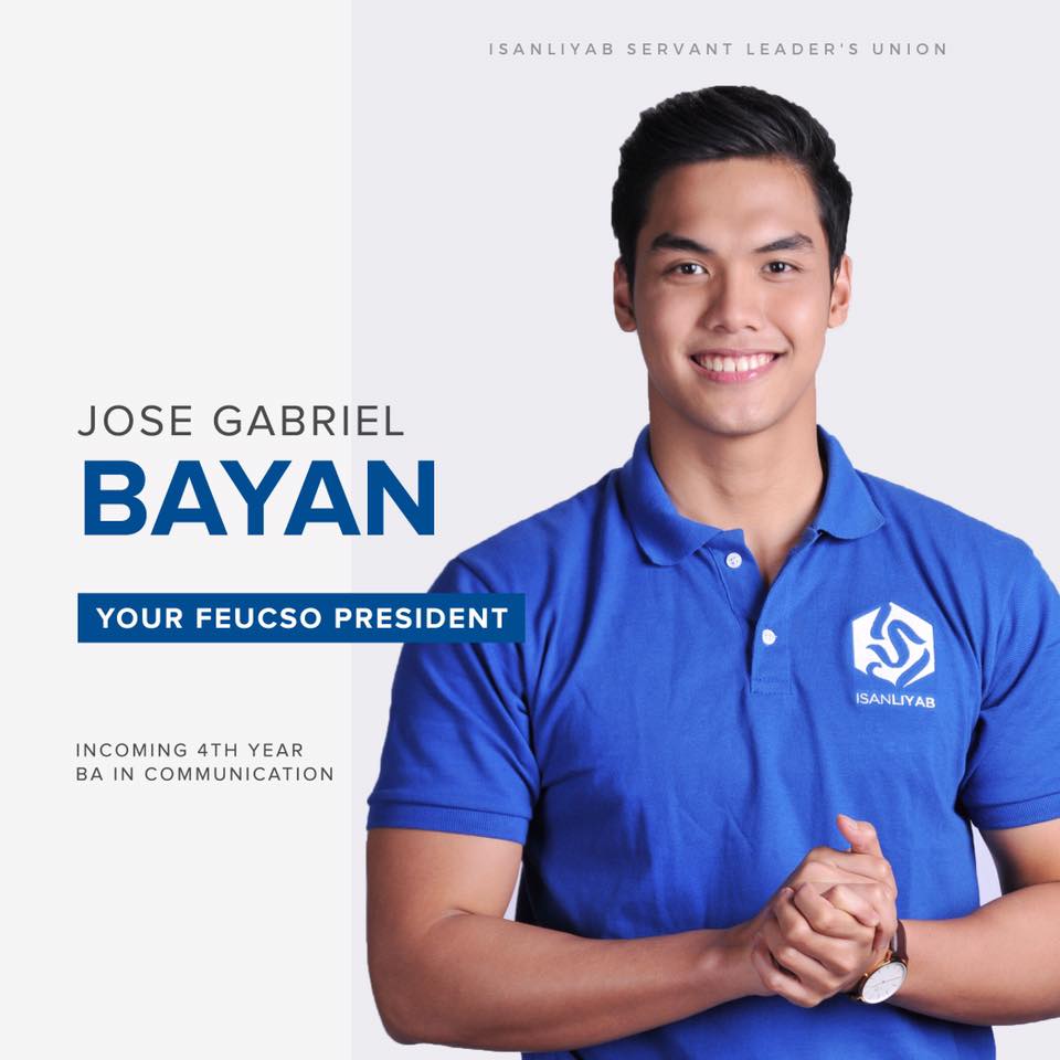OneFEU's tweet photo. Jose Gabriel Bayan (@gabislab) is the 82nd President of the FEU Central Student Organization. #FEUCSO https://t.co/ltfiAMdJ8Y
