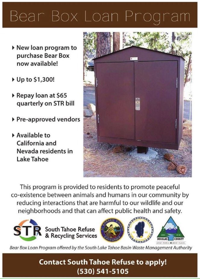 BoxTahoe's tweet photo. @SocialLakeTahoe Visit https://t.co/4VNkDS0iE8, mention this Tweet for discount. #SouthLakeTahoe, #KeepBearsWild, #BearAware. https://t.co/JCgxV5mLpZ
