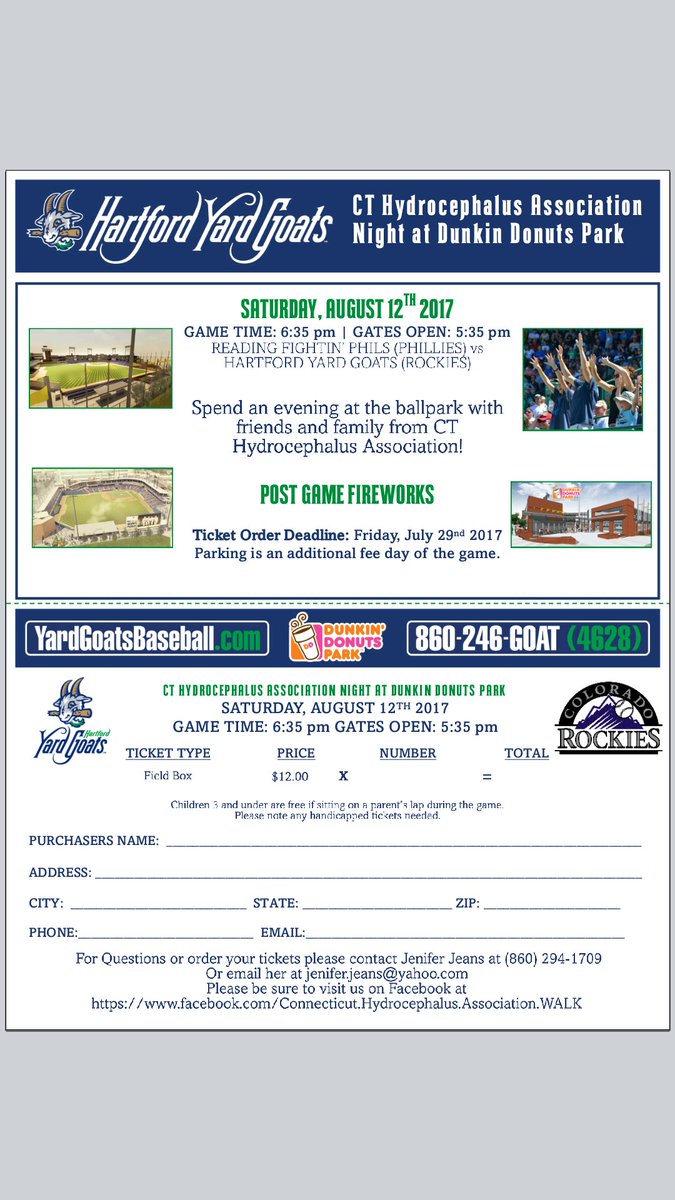 HAWALK_CT's tweet photo. Let's strike out #Hydrocephalus. Please join us 8/12/17 as we team up with @_yardgoats  for a night of baseball &amp; fun!!! https://t.co/4W2acqWKlj
