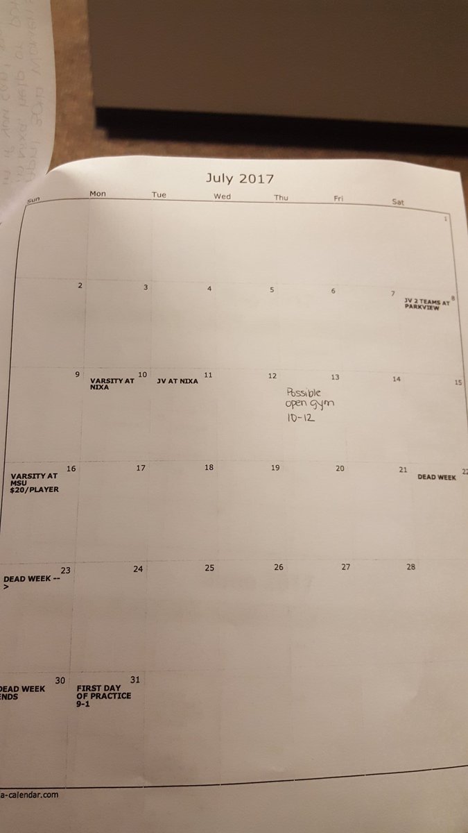 Summer schedule