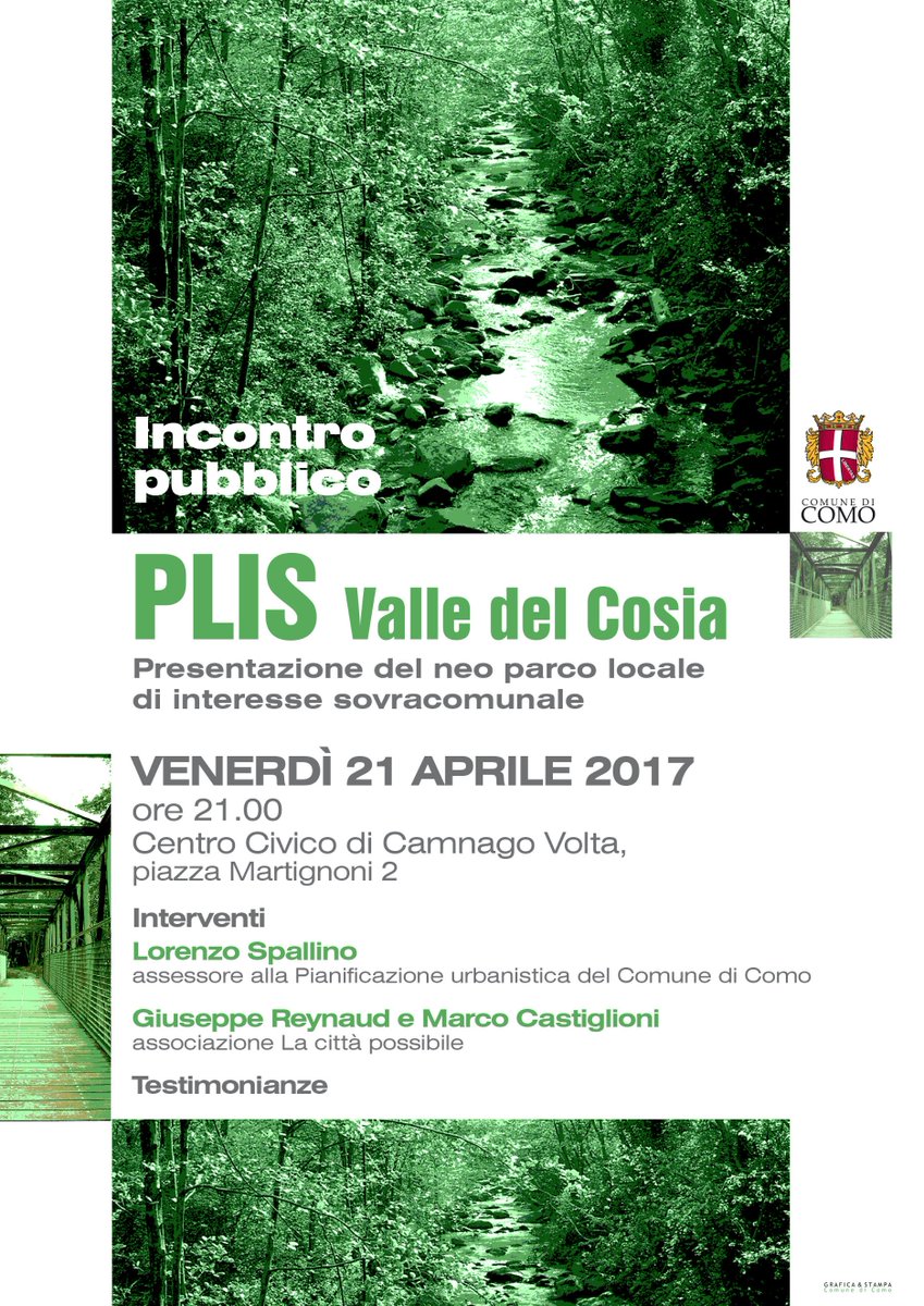 #spazipubblici #Como Il nuovo parco Valle del Cosia: cos'è e come funziona. Se ne parla stasera alle 21 al Centro Civico di Camnago
