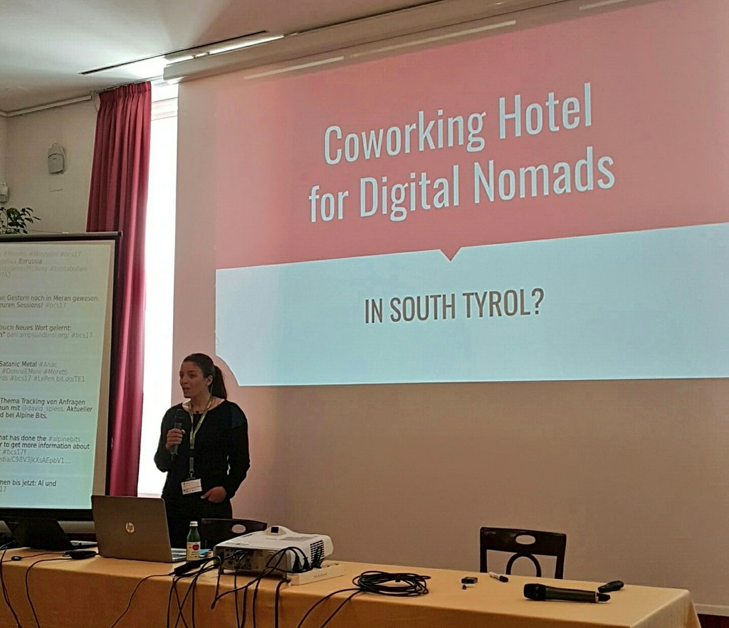 flo_castlunger's tweet photo. Oh ja #Coworking bitte auch mehr in Südtirol! Anna @fl7chen mit der Session bei #bcs17. ob @startbase_it mitzieht? https://t.co/s9BYVFAral